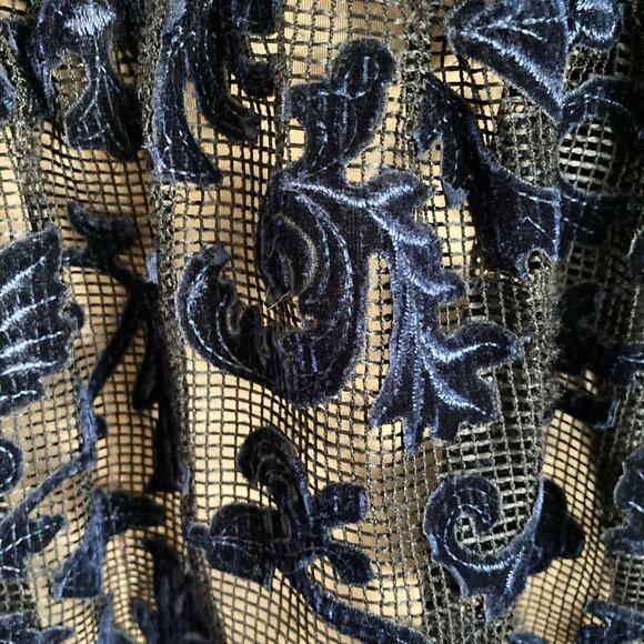 Dor Dor Couture Black Eyelet Blue Velvet Mesh Babydoll Top SM Whimsygoth Fairy - Picture 6 of 10